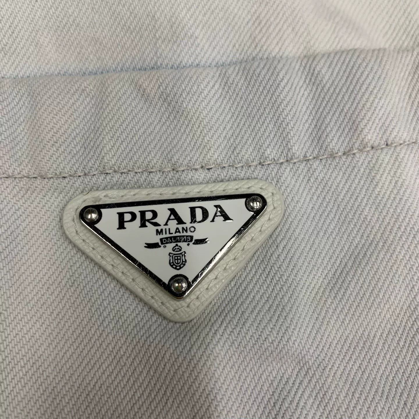 Prada Prada White Vintage Wash Denim Shirt Size US L / EU 52-54 / 3 - 6 Thumbnail