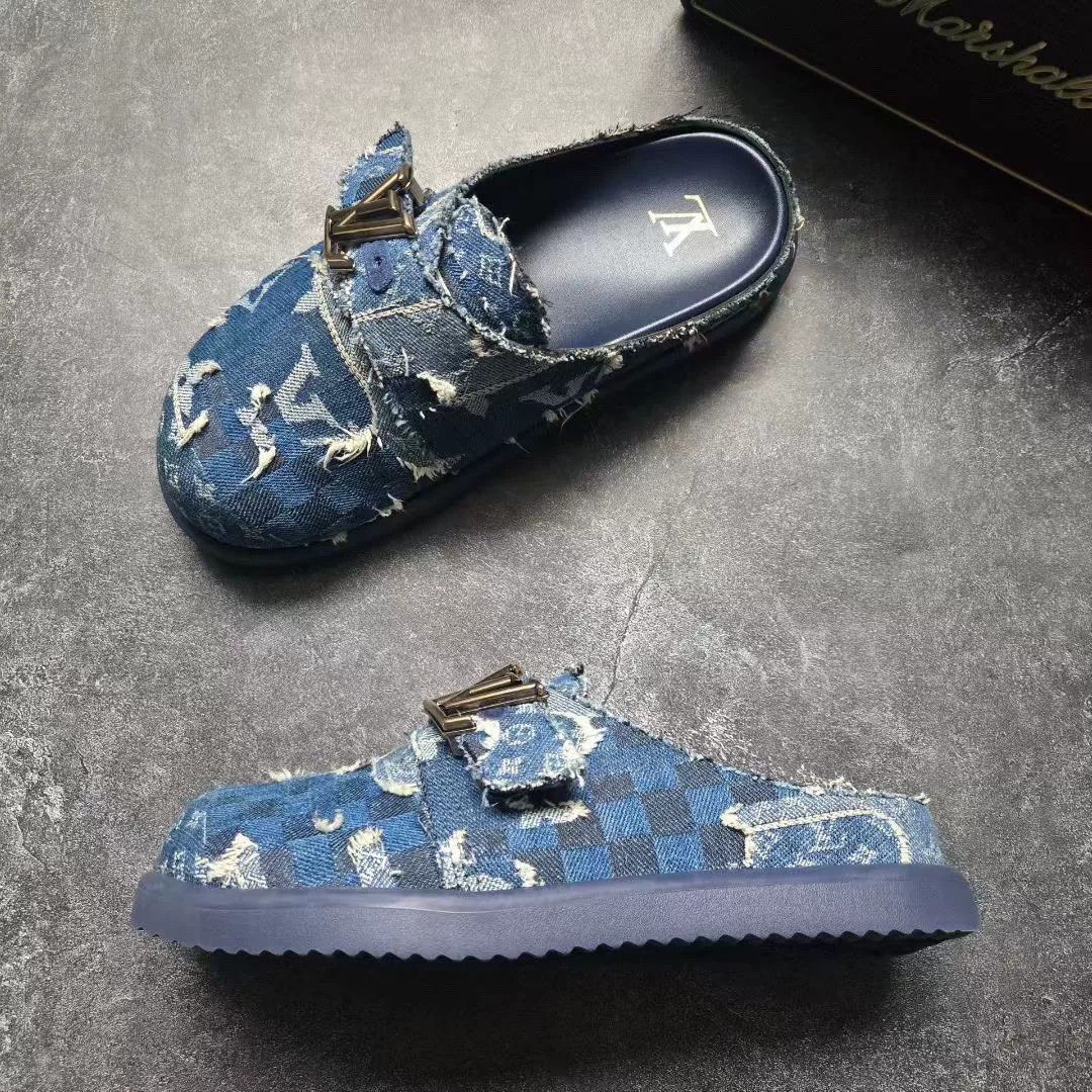 Louis Vuitton Louis Vuitton NIGO Easy Boro Denim Slippers Size US 7 / EU 40 - 9 Thumbnail