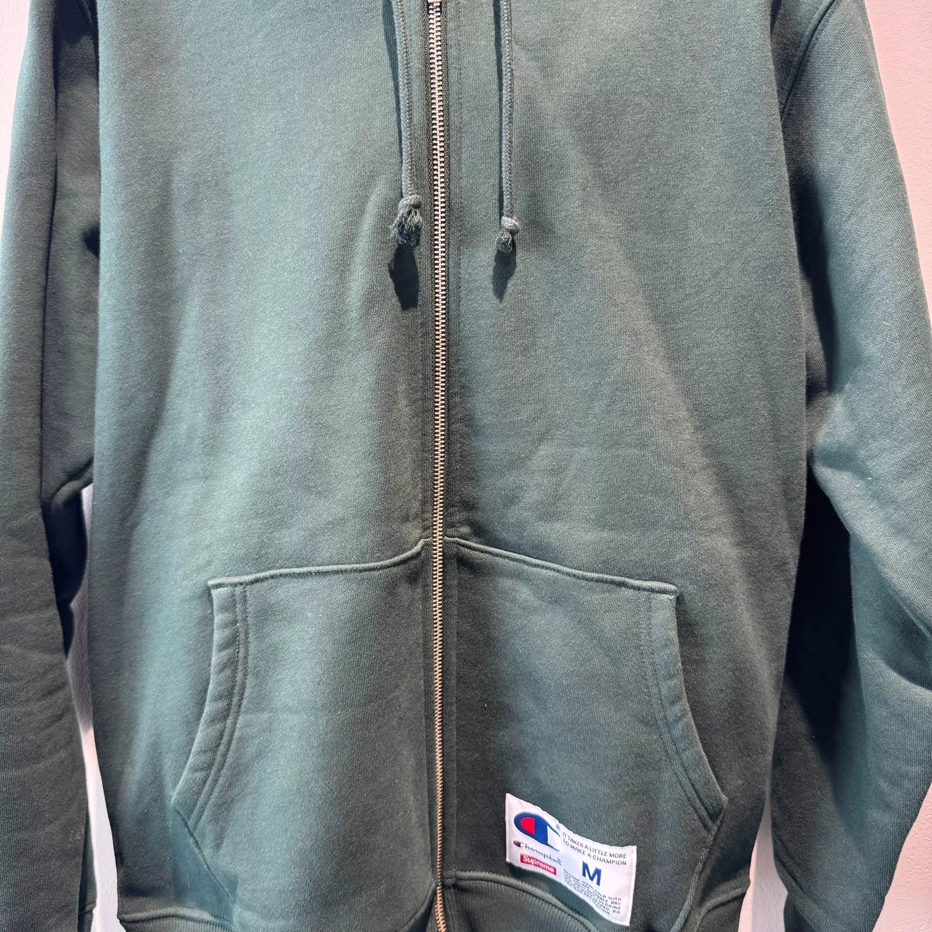 Supreme Supreme x Champion Green Zip Hoodie Size US M / EU 48-50 / 2 - 2 Thumbnail
