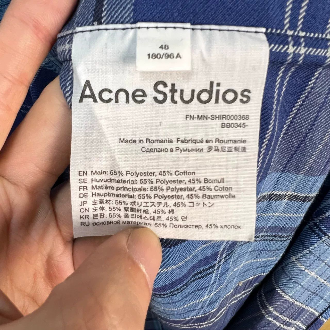 Acne Studios Acne Studios Blue Check Short Sleeve Shirt Size US M / EU 48-50 / 2 - 3 Thumbnail