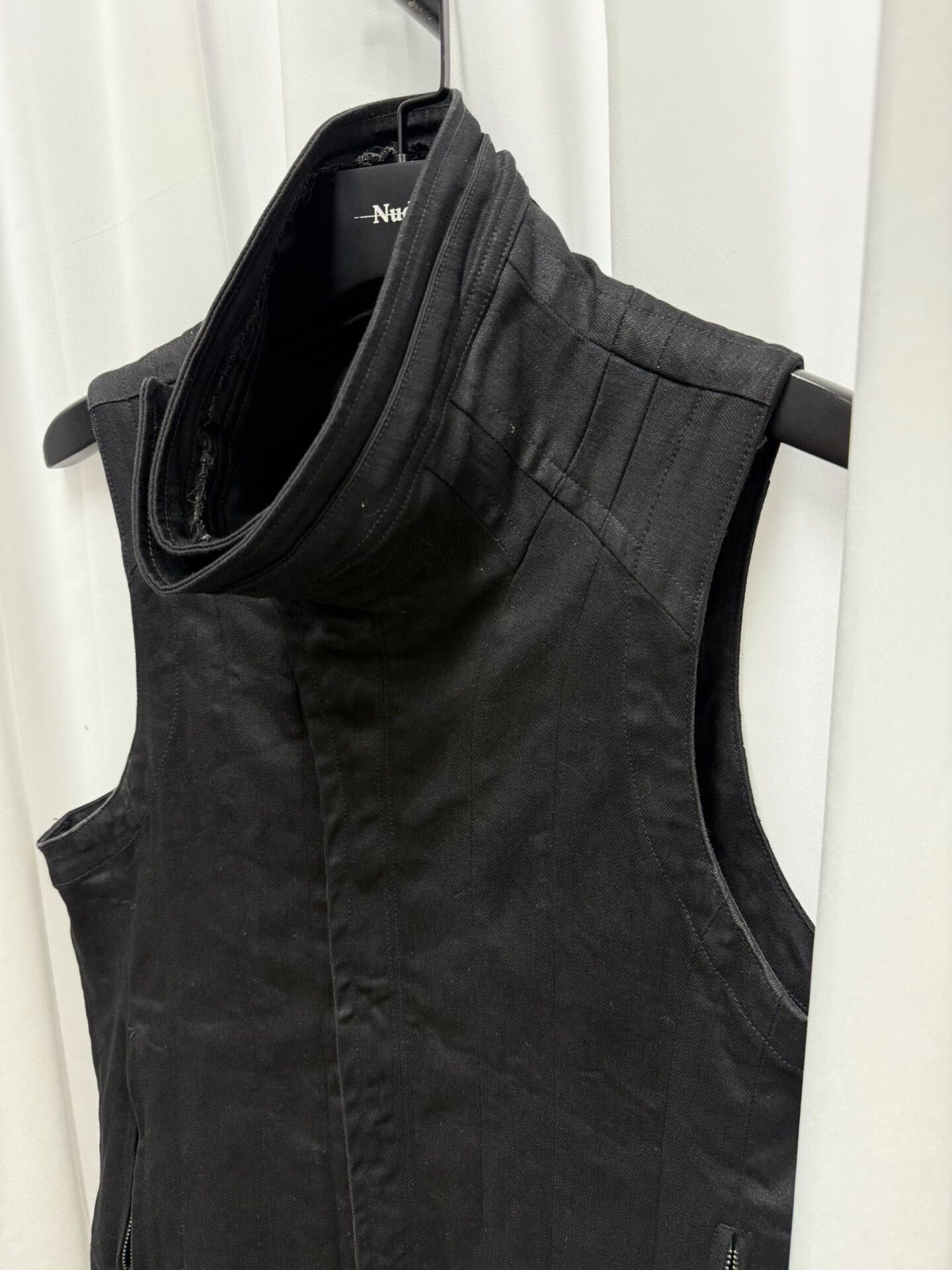 Stylish Black Denim Stand-Up Collar Vest
