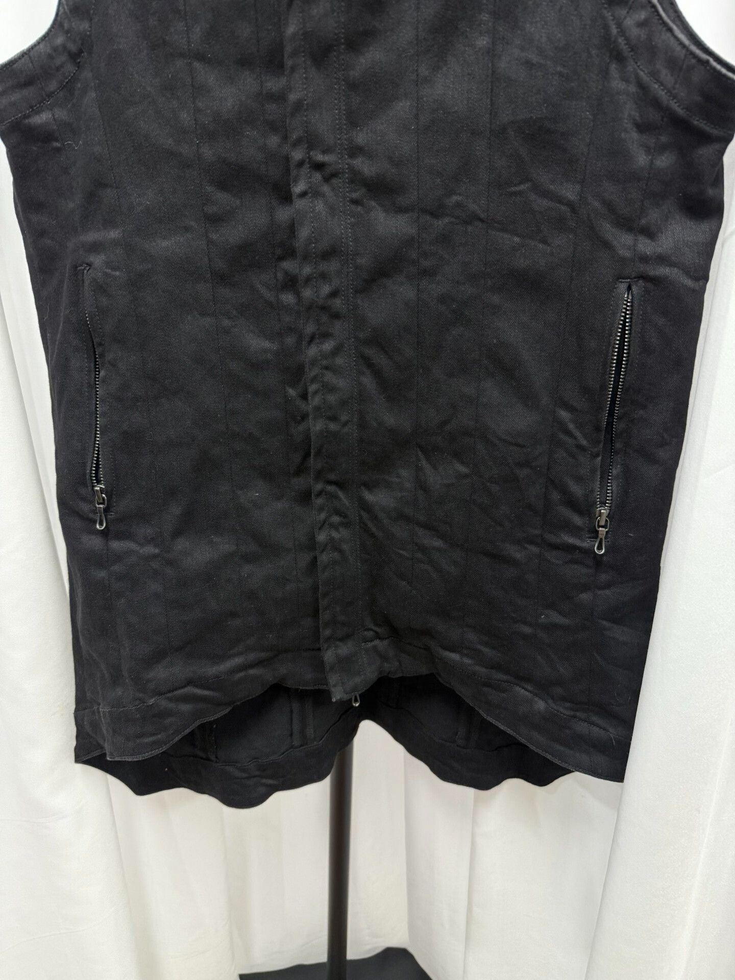 Stylish Black Denim Stand-Up Collar Vest
