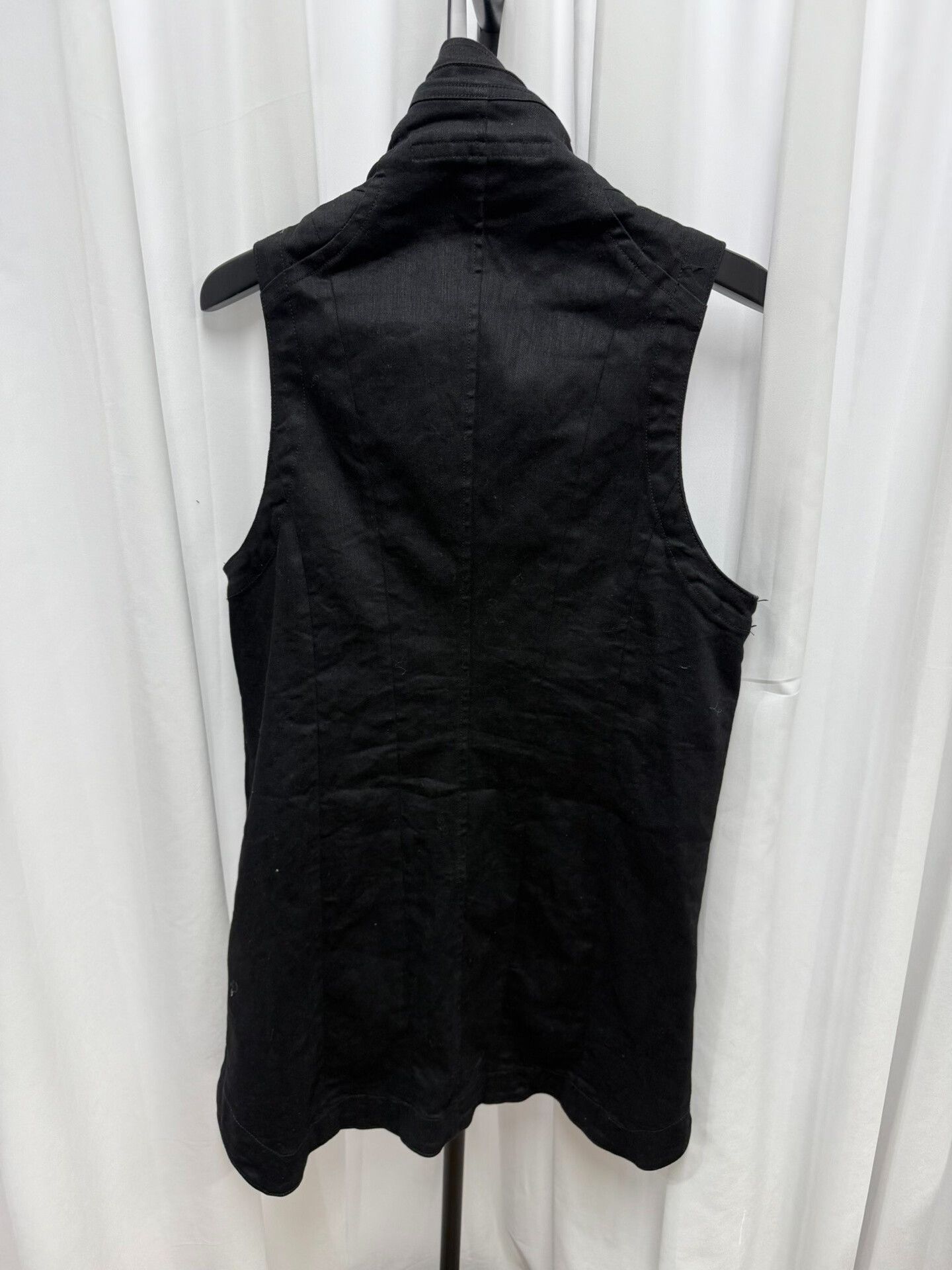 Stylish Black Denim Stand-Up Collar Vest