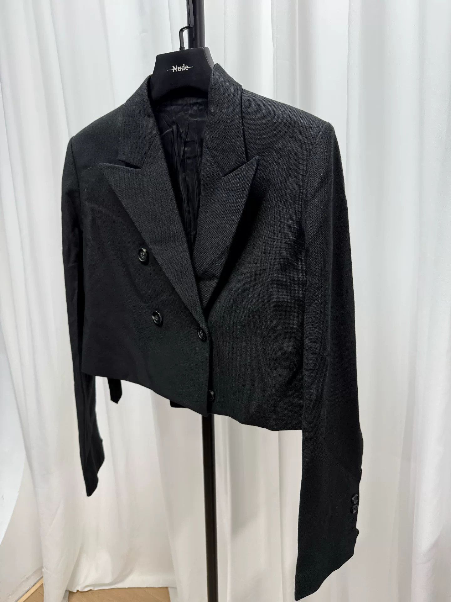 Helmut Lang Short Black Wool Suit Jacket Size US S / EU 44-46 / 1 - 2 Thumbnail
