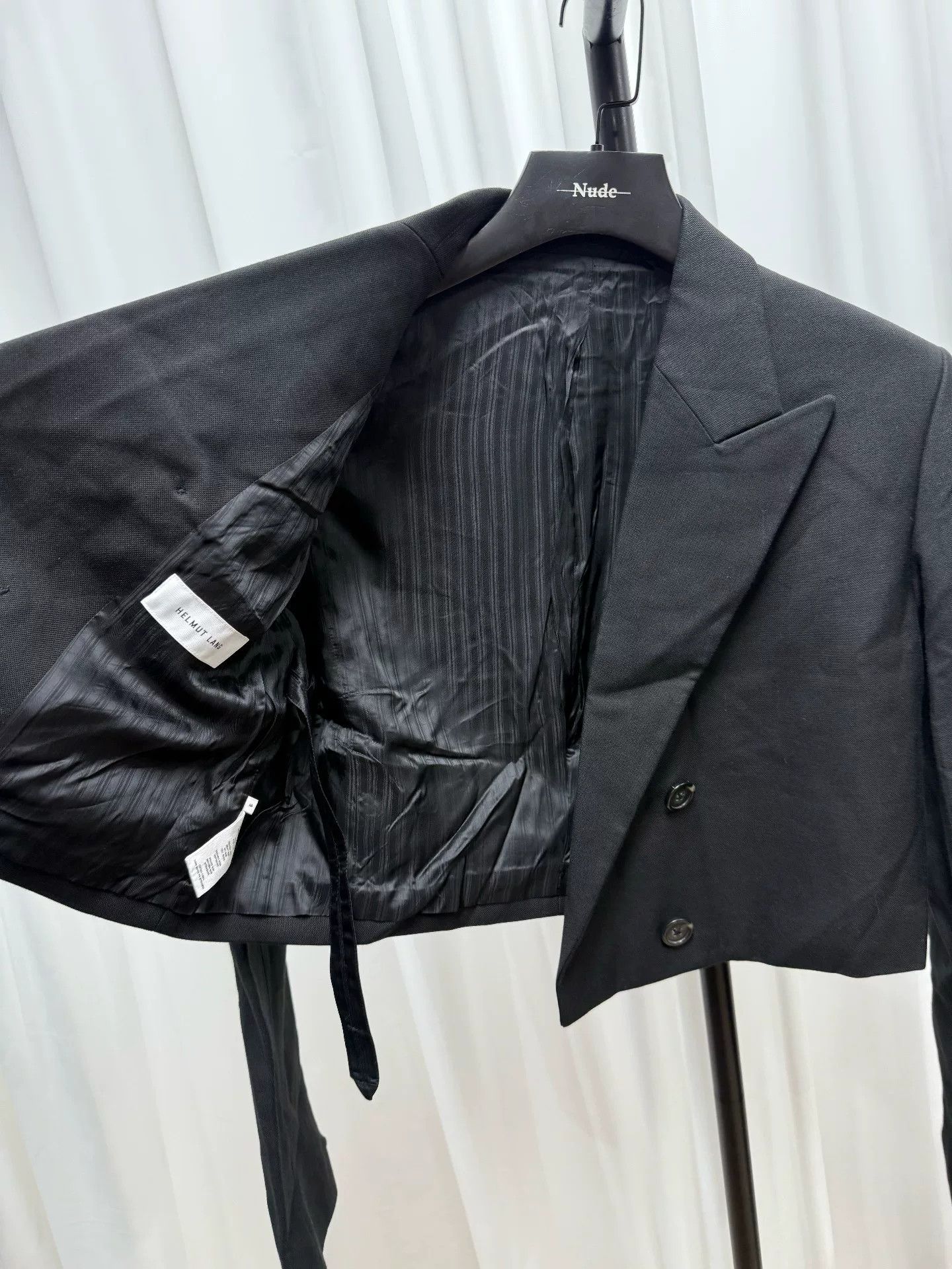 Helmut Lang Short Black Wool Suit Jacket Size US S / EU 44-46 / 1 - 3 Thumbnail