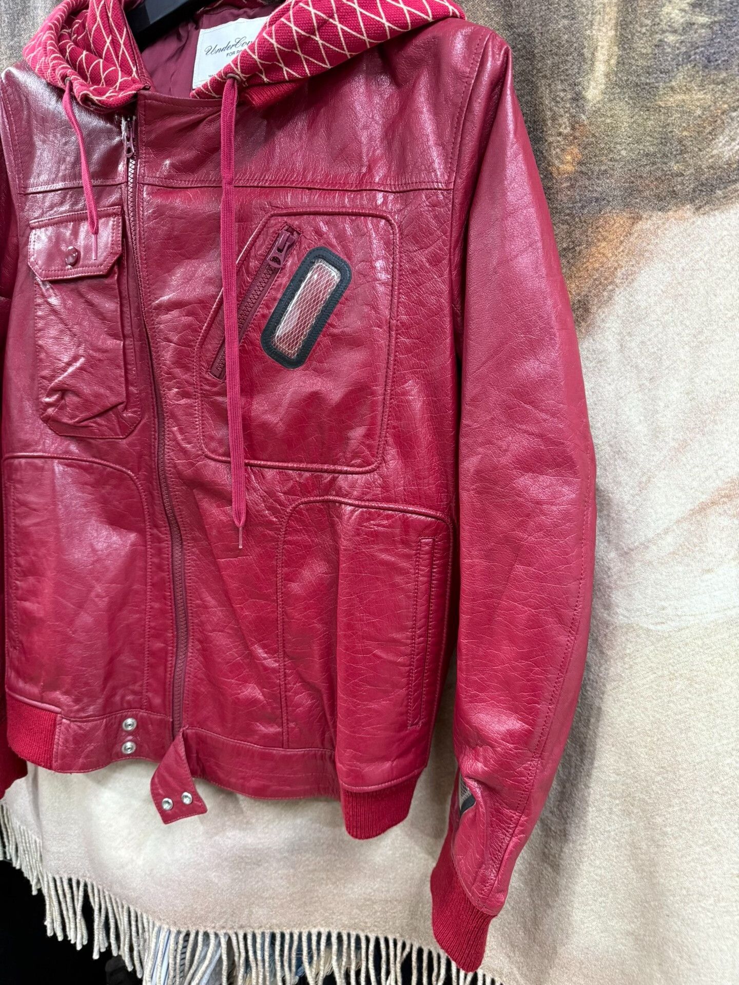 Comme des Garcons Red Visual Window Leather Jacket Size US XL / EU 56 / 4 - 2 Thumbnail