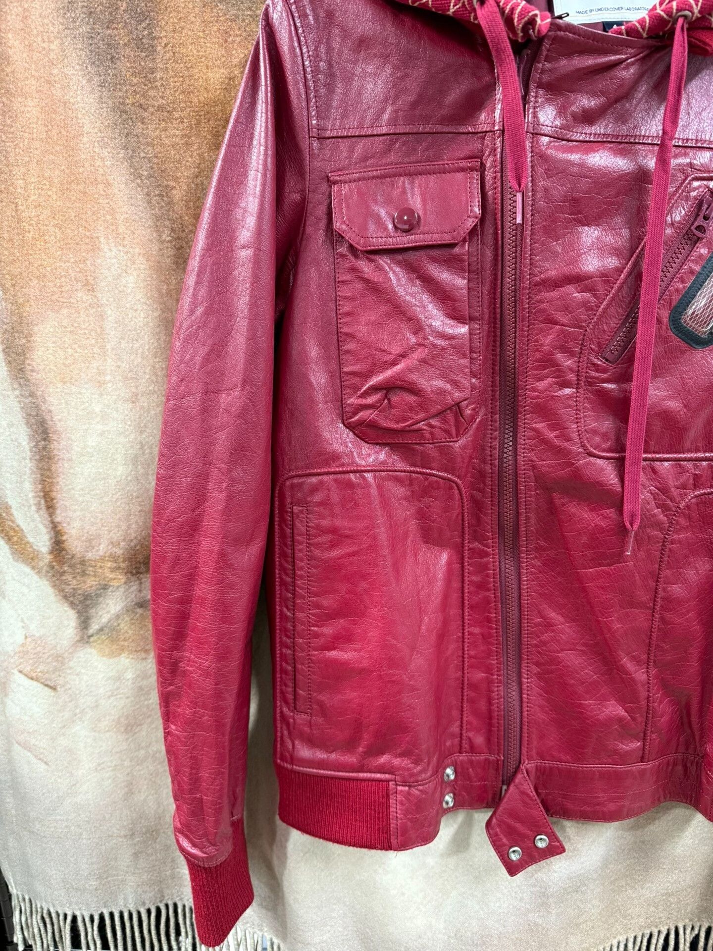 Comme des Garcons Red Visual Window Leather Jacket Size US XL / EU 56 / 4 - 3 Thumbnail