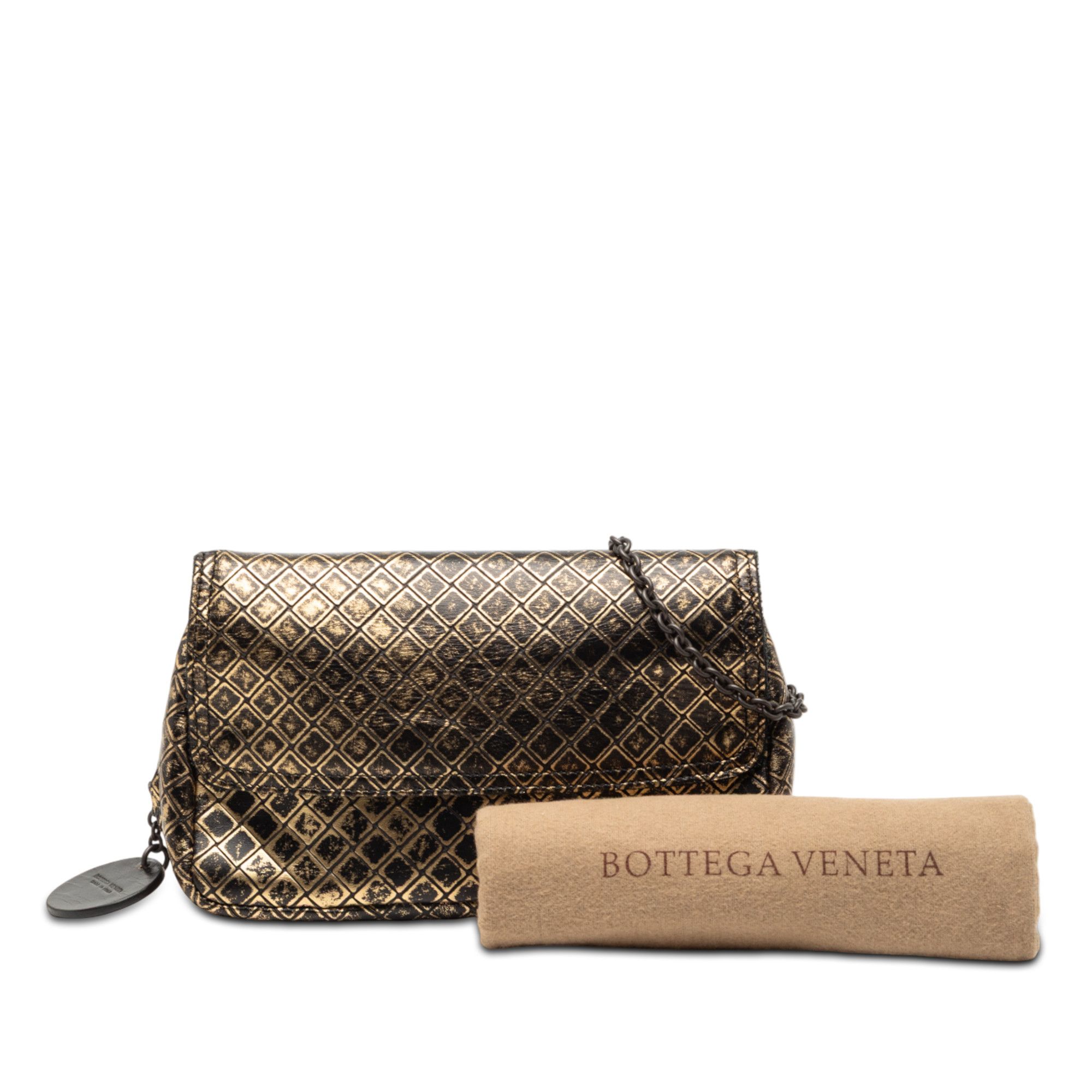 Bottega Veneta Bottega Veneta Metallic Calfskin Intrecciomirage Chain Flap Crossbody Size ONE SIZE - 8 Thumbnail