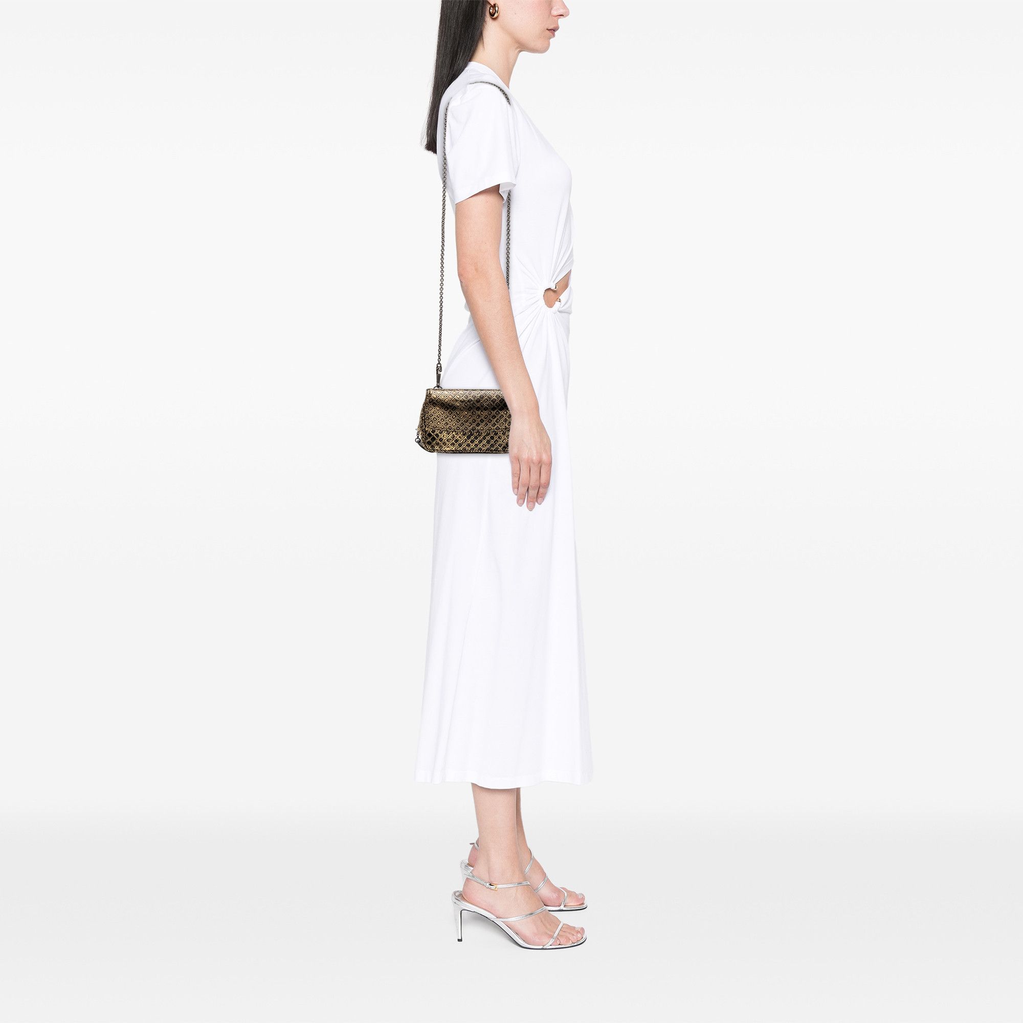 Bottega Veneta Bottega Veneta Metallic Calfskin Intrecciomirage Chain Flap Crossbody Size ONE SIZE - 7 Thumbnail
