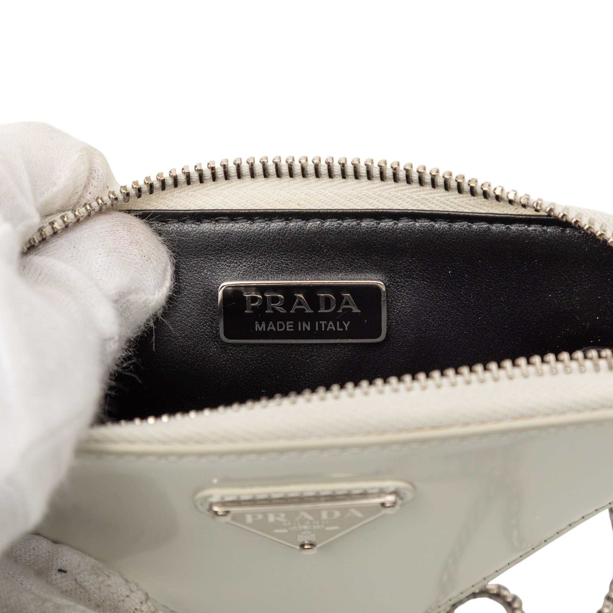 Prada Prada Mini Brushed Leather Triangle Chain Pouch Size ONE SIZE - 5 Thumbnail