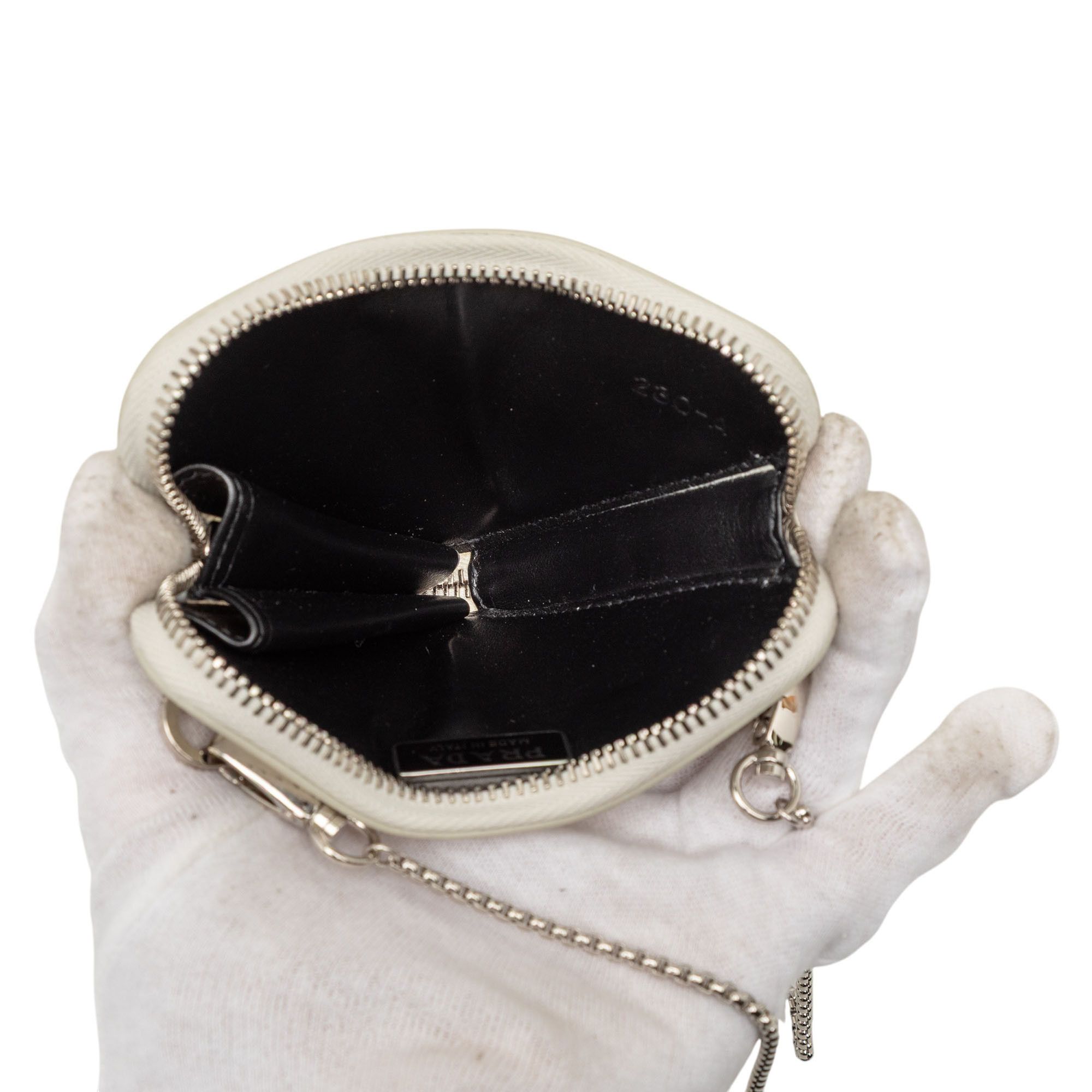 Prada Prada Mini Brushed Leather Triangle Chain Pouch Size ONE SIZE - 4 Thumbnail