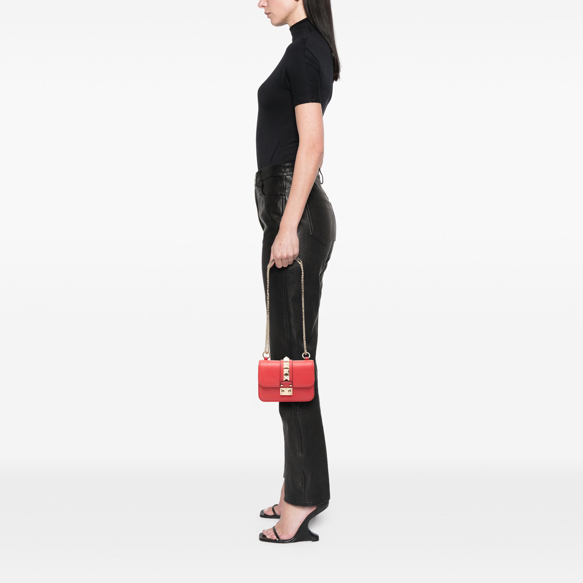 Valentino Valentino Mini Leather Rockstud Glam Lock Crossbody Size ONE SIZE - 7 Thumbnail