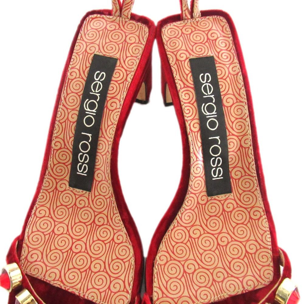 Other Other Sergio Rossi Bijou Velvet Sandals Textile Shoes A81090 DUTY FREE for USA Size ONE SIZE - 3 Thumbnail