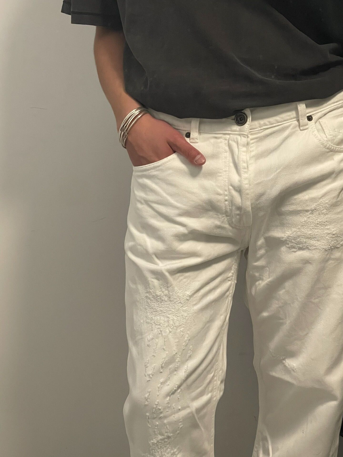 Dirk Bikkembergs Dirk Bikkembergs White Denim Pants Size US 33 - 7 Thumbnail
