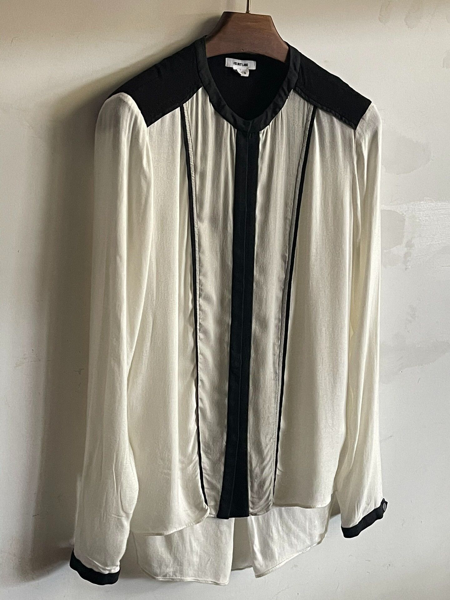 Helmut Lang Helmut Lang Silk Shirt with Contrast Trim Size S / US 4 / IT 40 - 2 Thumbnail