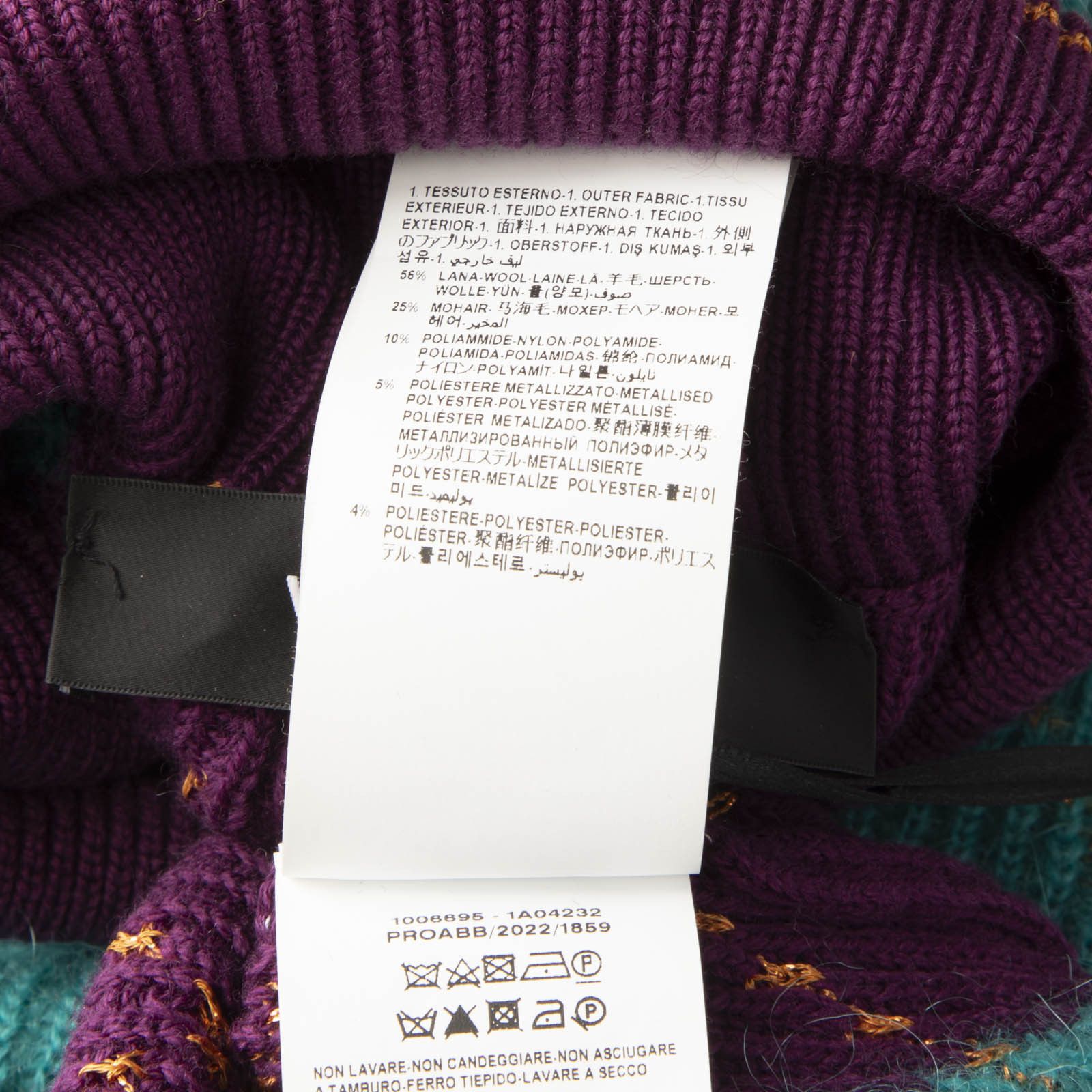 Versace Teal & Purple Wool Argyle Knit Vest Size XL / US 12-14 / IT 48-50 - 5 Thumbnail