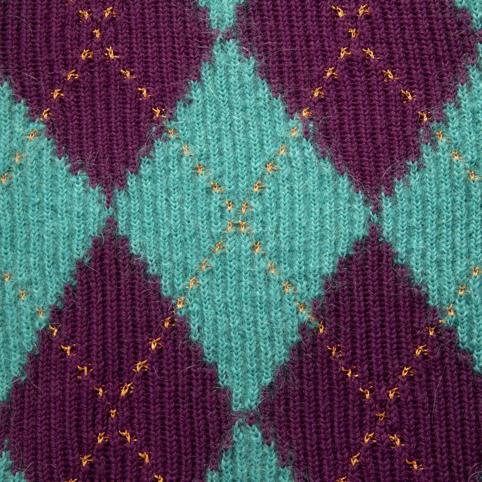 Versace Teal & Purple Wool Argyle Knit Vest Size XL / US 12-14 / IT 48-50 - 3 Thumbnail
