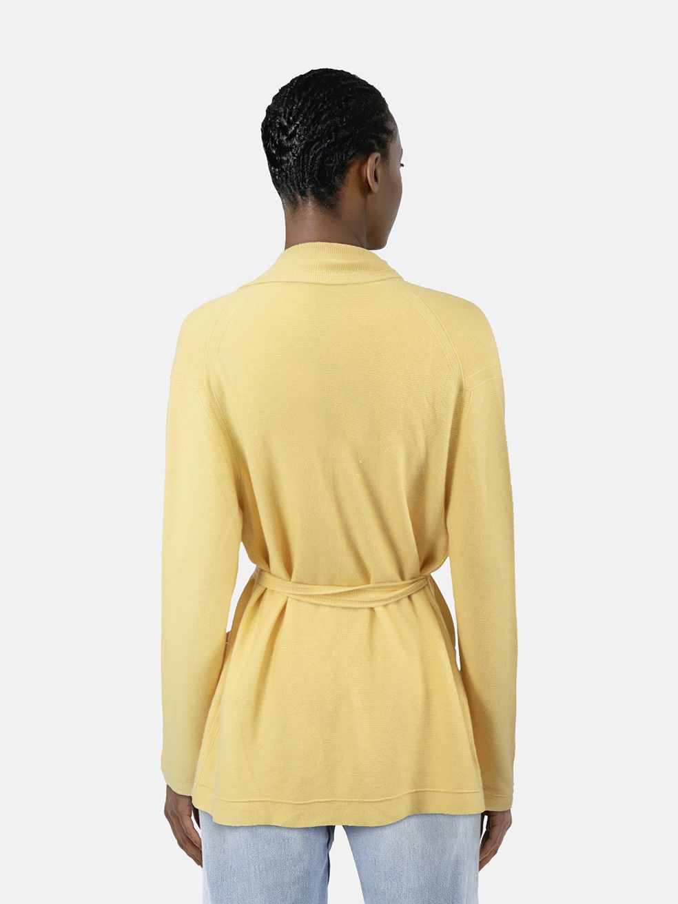 Loro Piana Yellow Cashmere Belted Cardigan Size M / US 6-8 / IT 42-44 - 2 Thumbnail