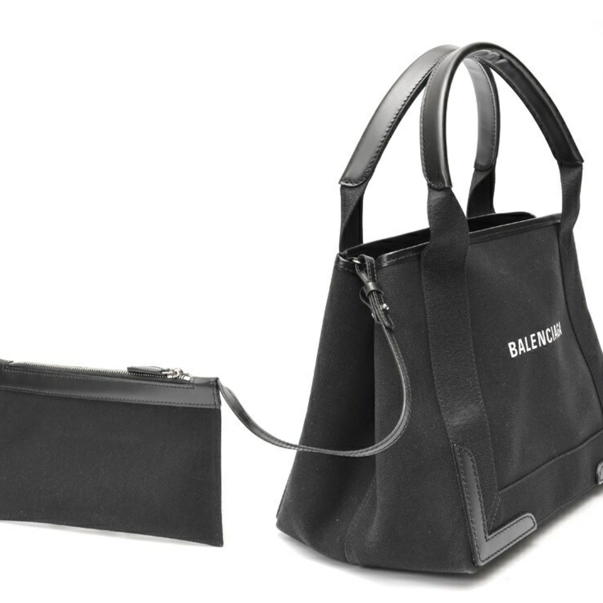 Balenciaga Balenciaga Navy Cabas S Tote Bag 339933 Canvas/Leather Black S-159779 Size ONE SIZE - 2 Thumbnail