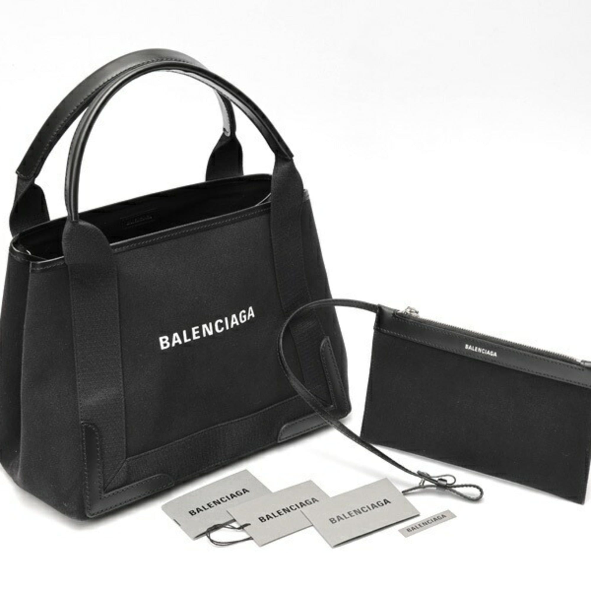 Balenciaga Balenciaga Navy Cabas S Tote Bag 339933 Canvas/Leather Black S-159779 Size ONE SIZE - 6 Thumbnail