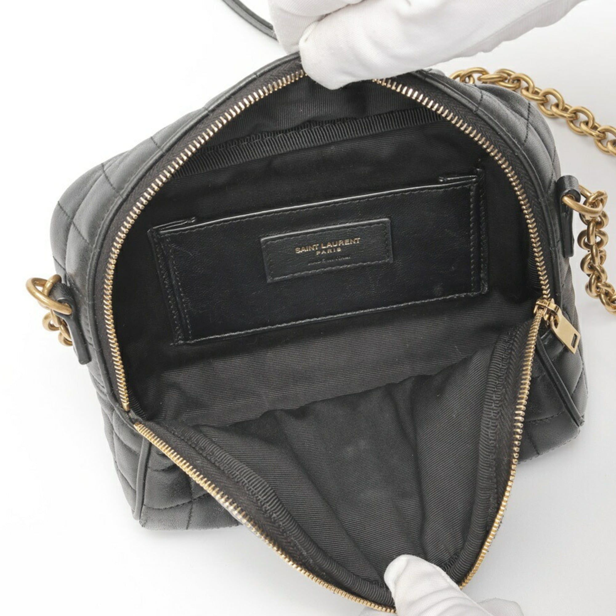 Saint Laurent Paris Saint Laurent Cassandra Mini Camera Bag Shoulder 764809 Leather Black S-159841 Size ONE SIZE - 7 Thumbnail