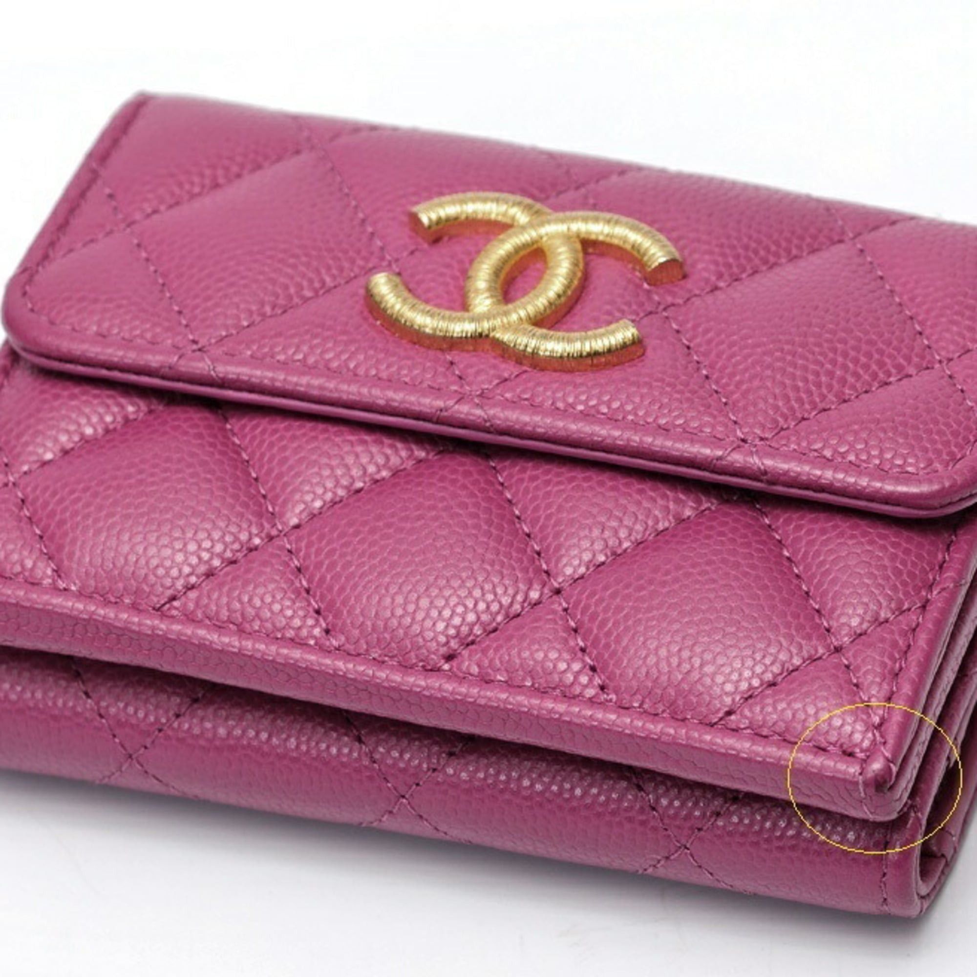 Chanel CHANEL Matelasse Small Flap AP3518 Caviar Skin Purple S-159659 Size ONE SIZE - 3 Thumbnail