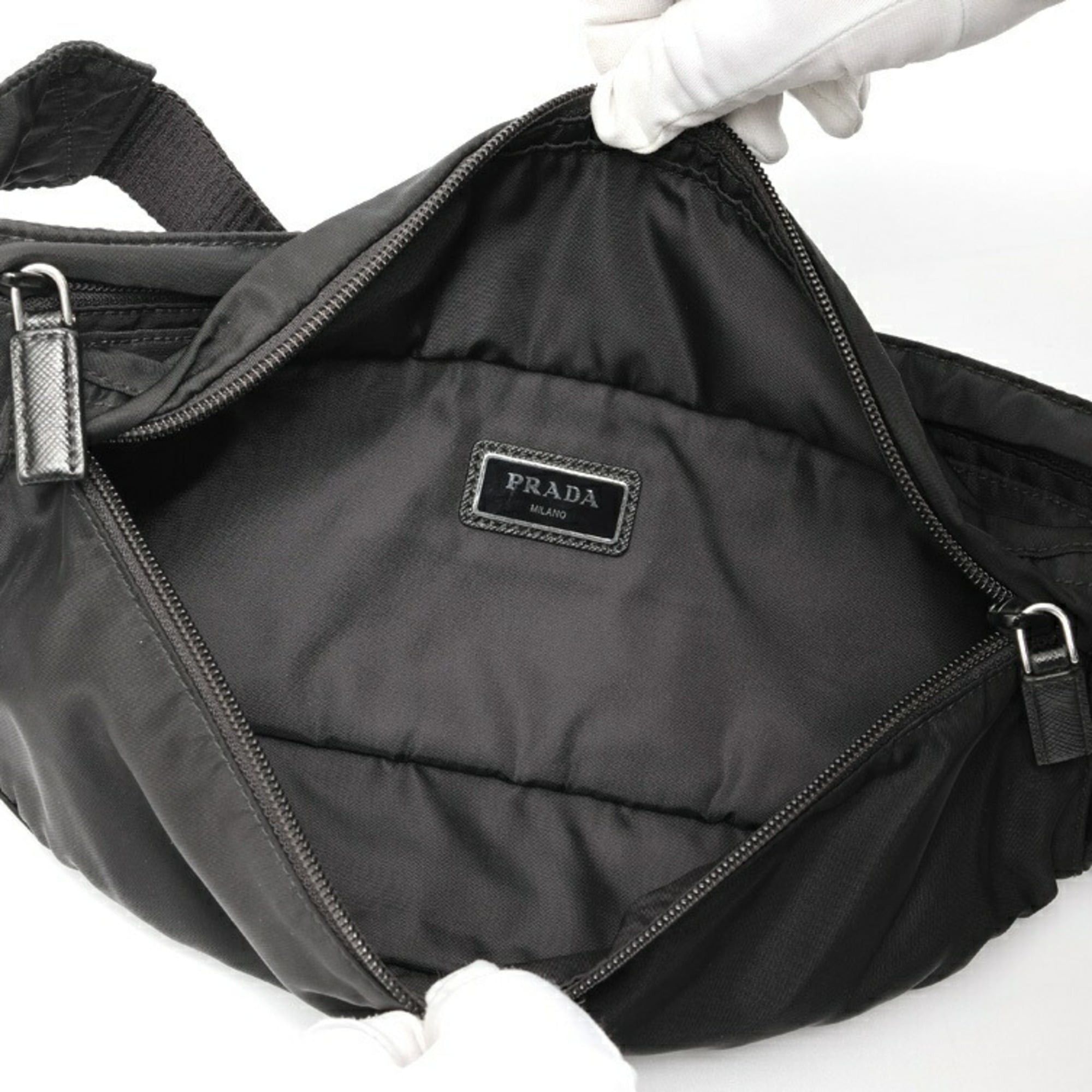 Prada PRADA Nylon Belt Bag Body 2VL132 Black E-159808 Size ONE SIZE - 7 Thumbnail