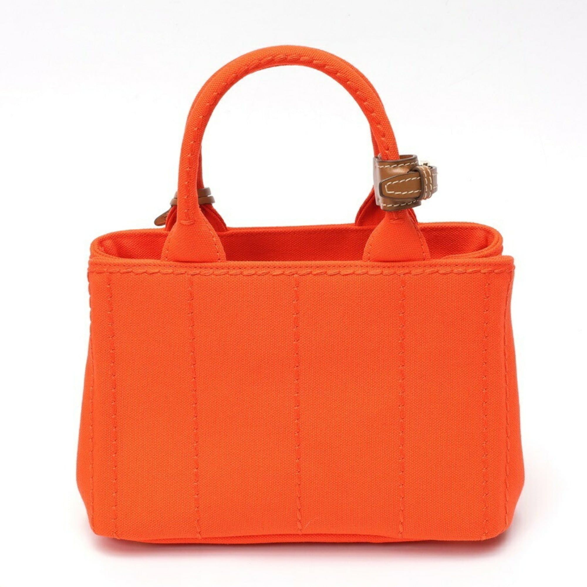 Prada PRADA Jardiniere Mini Handbag Canapa Tote Bag 1BA038 Cotton Canvas Orange B-159860 Size ONE SIZE - 3 Thumbnail