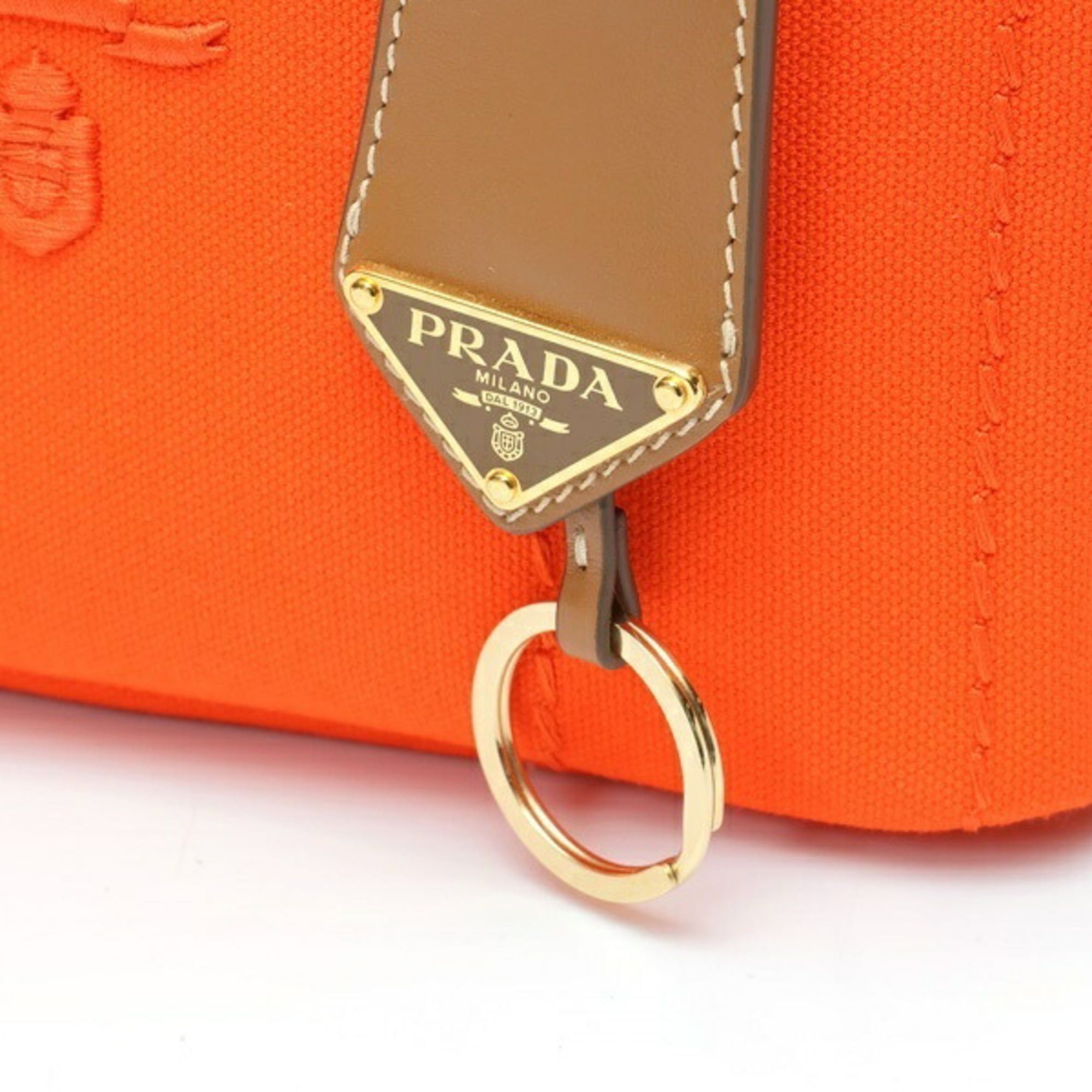 Prada PRADA Jardiniere Mini Handbag Canapa Tote Bag 1BA038 Cotton Canvas Orange B-159860 Size ONE SIZE - 6 Thumbnail