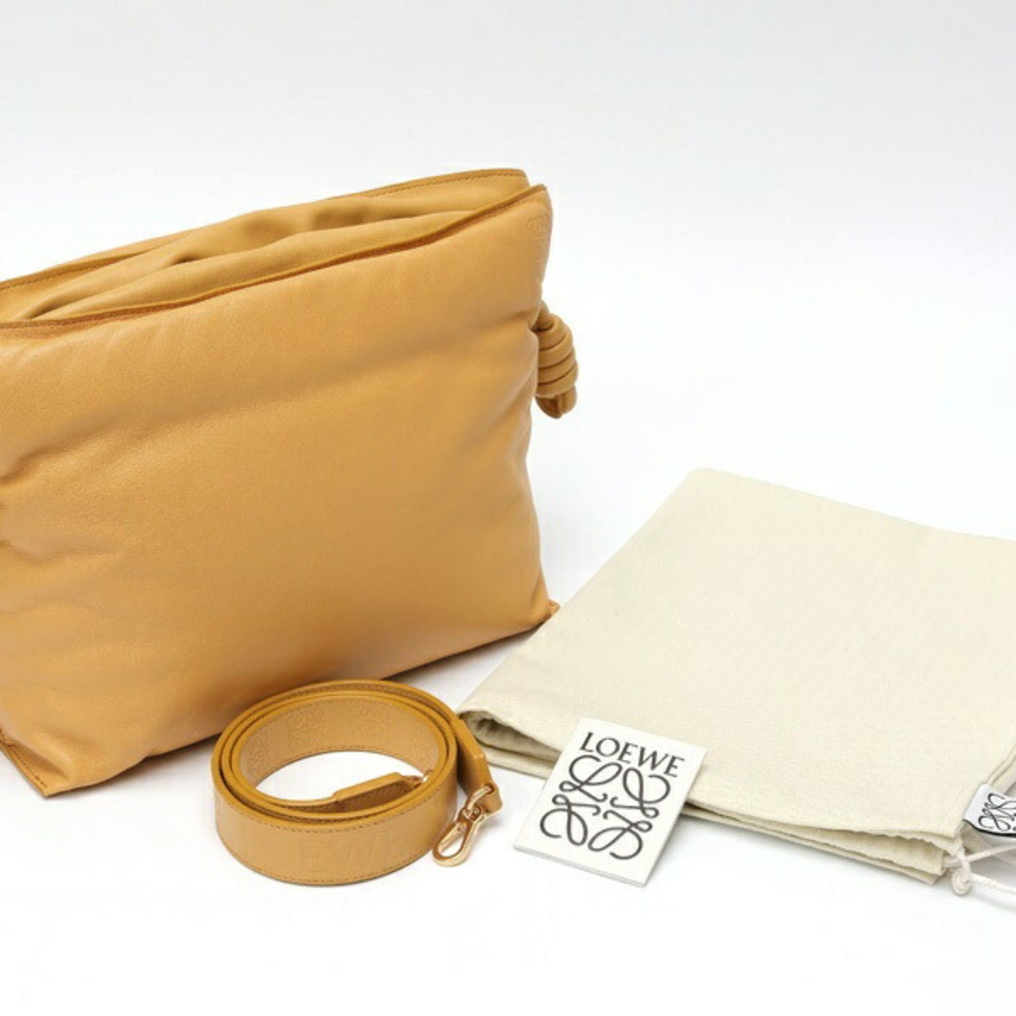 Loewe LOEWE Puffer Flamenco Clutch Shoulder Bag A411FC1X Leather Camel E-159794 Size ONE SIZE - 8 Thumbnail