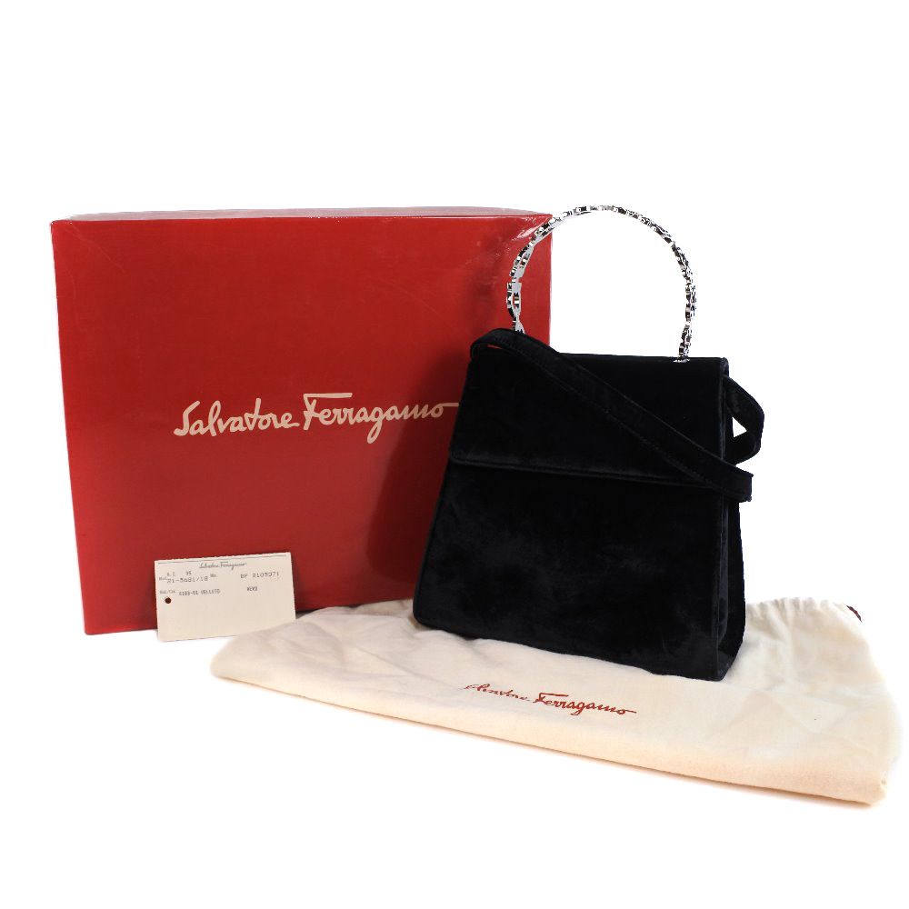 Salvatore Ferragamo Salvatore Ferragamo Salvatore Ferragamo Gancini 2way Bag Velour Handbag Textile Handbag 21-5681/18 DUTY FREE for USA Size ONE SIZE - 12 Thumbnail