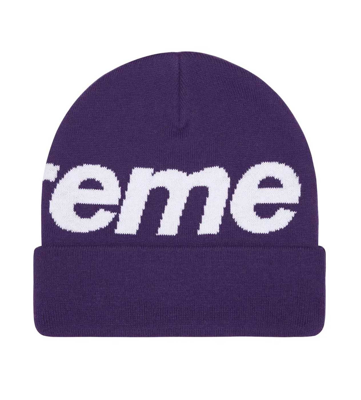 Supreme Big Logo Beanie Purple Size ONE SIZE - 2 Thumbnail