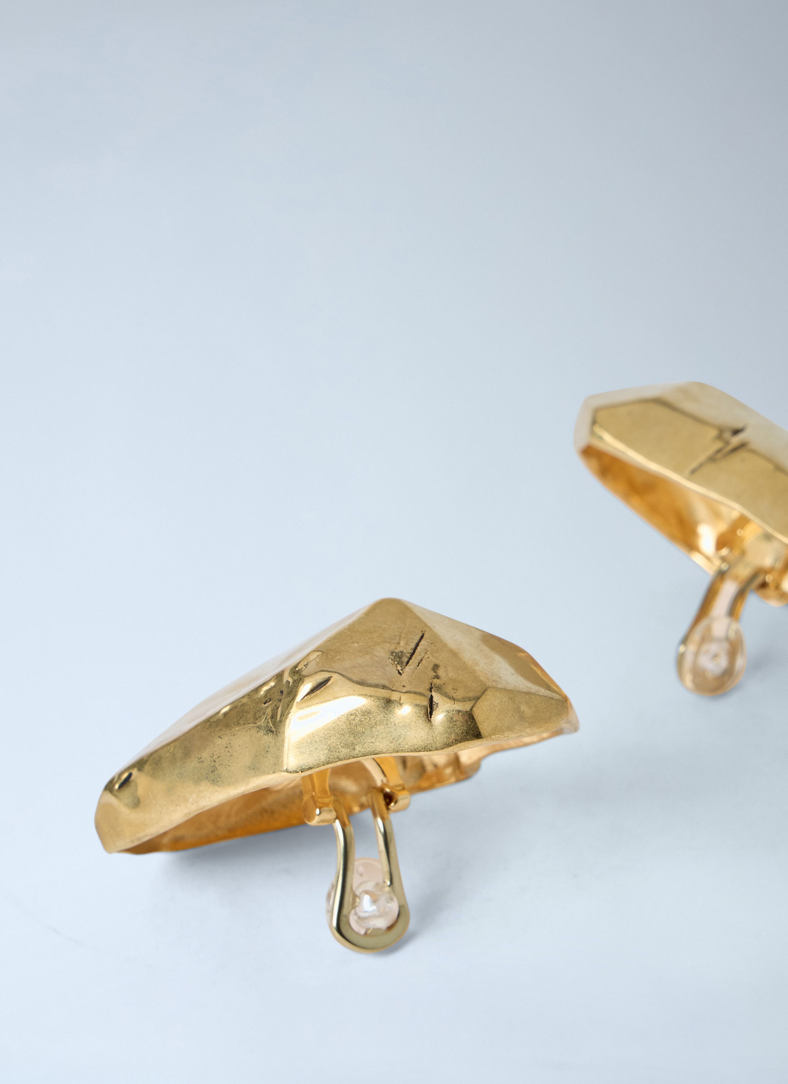 Saint Laurent Paris Faceted Metal Stud Earrings Size ONE SIZE - 3 Thumbnail