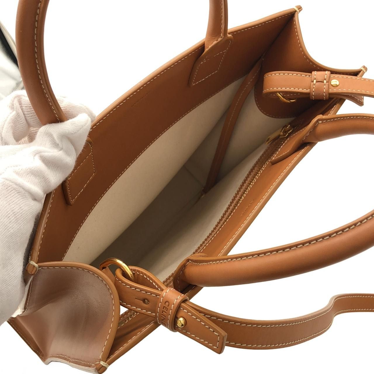 Celine Celine Celine Small Vertical Celine Cabas Cotton Canvas Calf Bag Textile Tote Bag 192082BNZ DUTY FREE for USA Size ONE SIZE - 7 Thumbnail