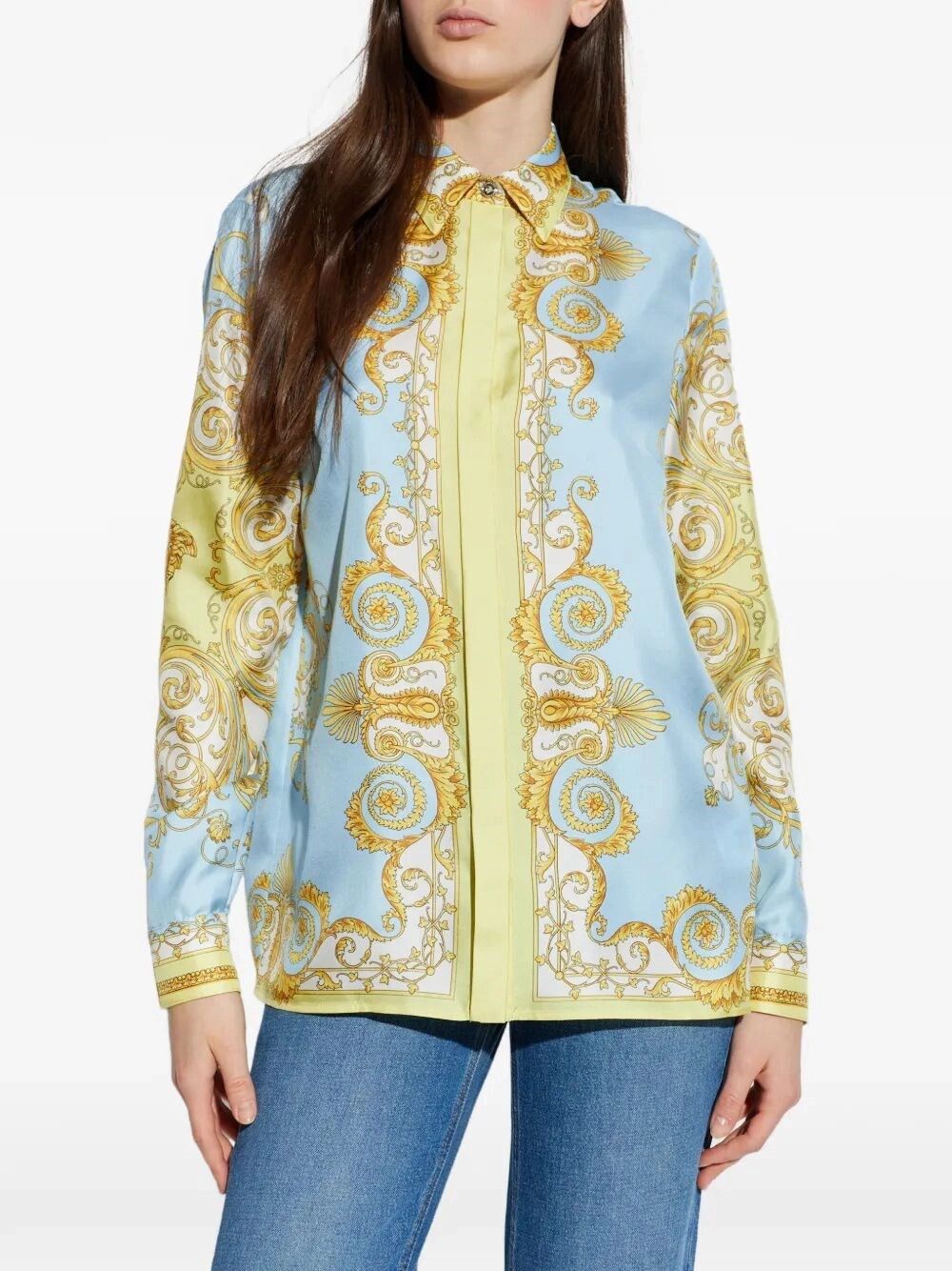 Versace Formal Shirt Print `Spring Barocco Foulard Pn 180` Size M / US 6-8 / IT 42-44 - 3 Thumbnail