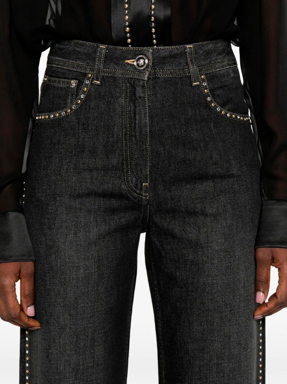 Versace Denim Pants With Studs Size 25" / US 0 / IT 36 - 3 Thumbnail