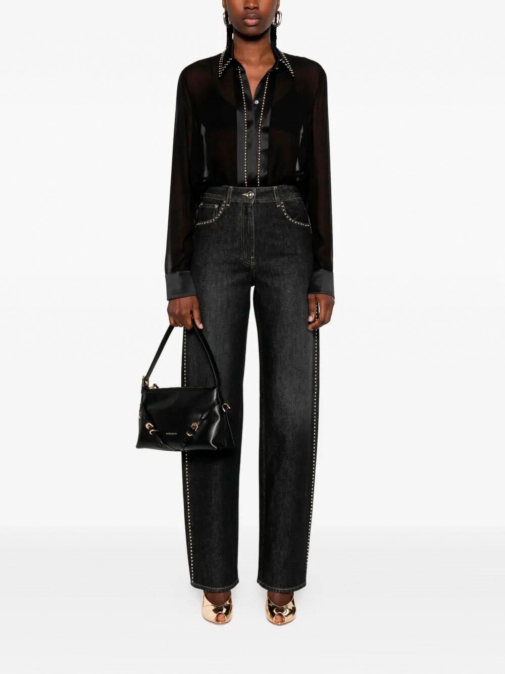 Versace Denim Pants With Studs Size 25" / US 0 / IT 36 - 2 Thumbnail