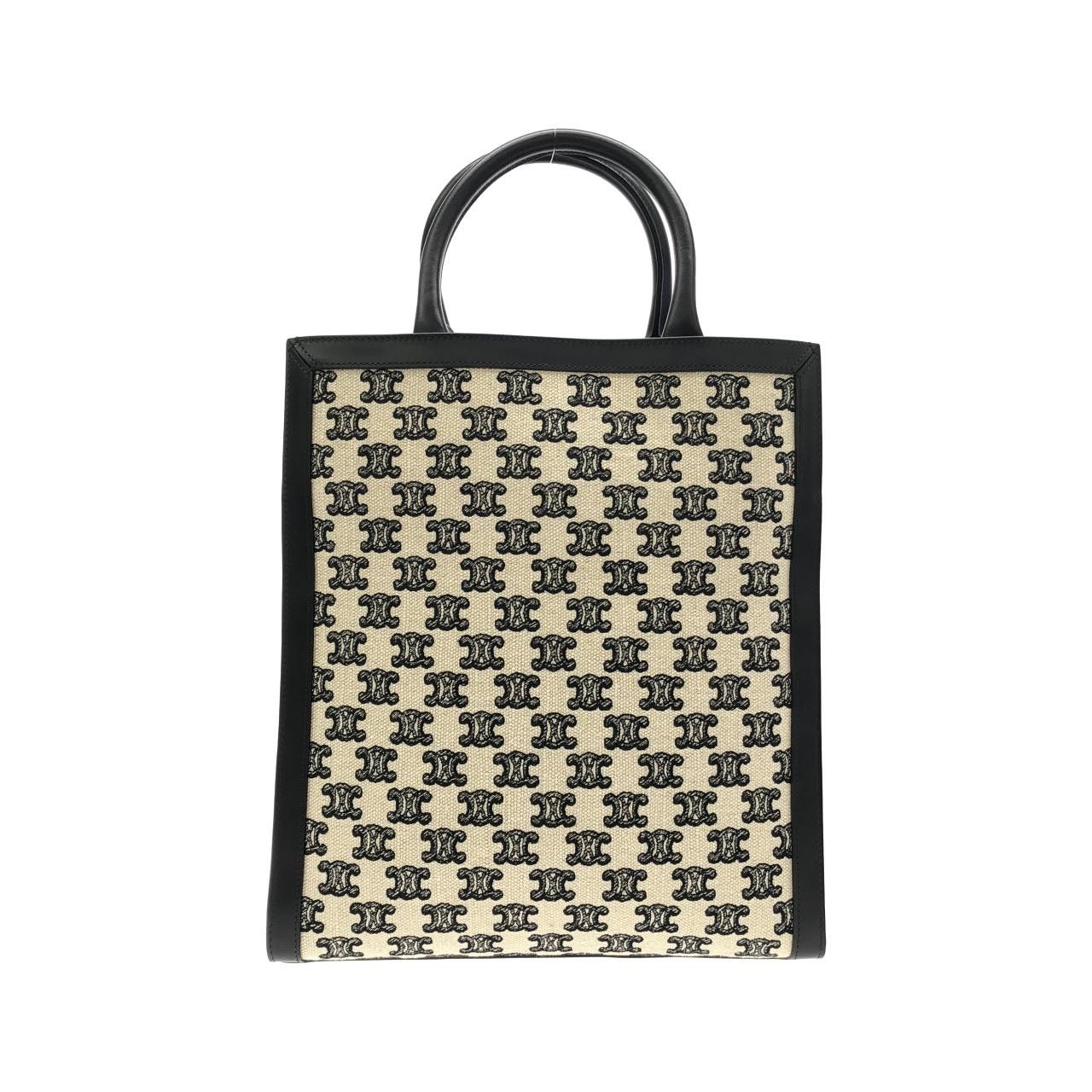 Celine Celine Celine Small Vertical Cabas Canvas Calfskin Bag Textile Tote Bag 194352CS8 DUTY FREE for USA Size ONE SIZE - 2 Thumbnail