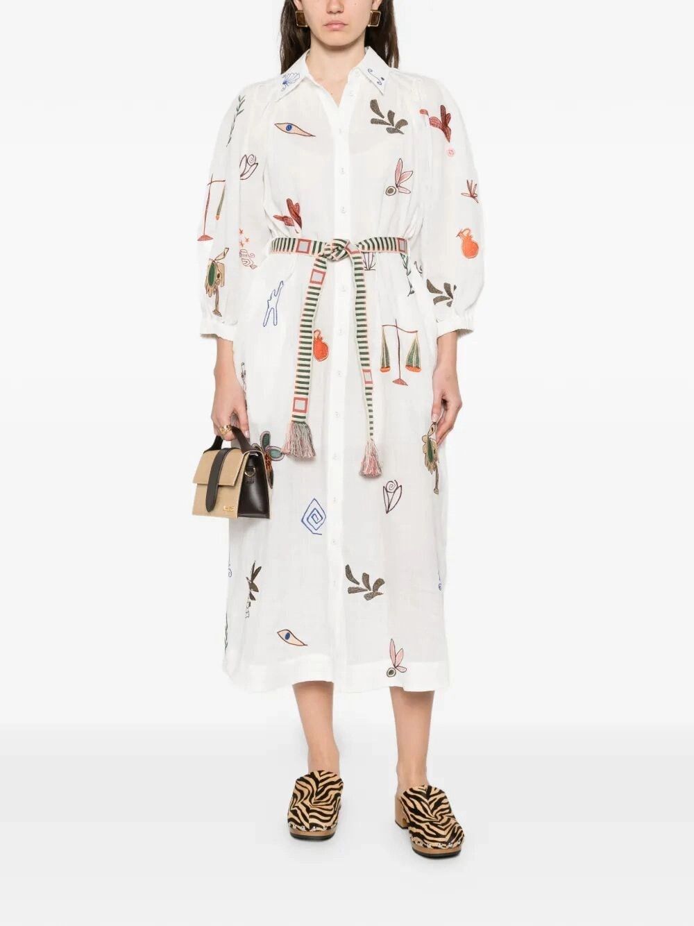 ALEMAIS `Mina` Embroidered Shirt Dress Size XS / US 0-2 / IT 36-38 - 2 Thumbnail