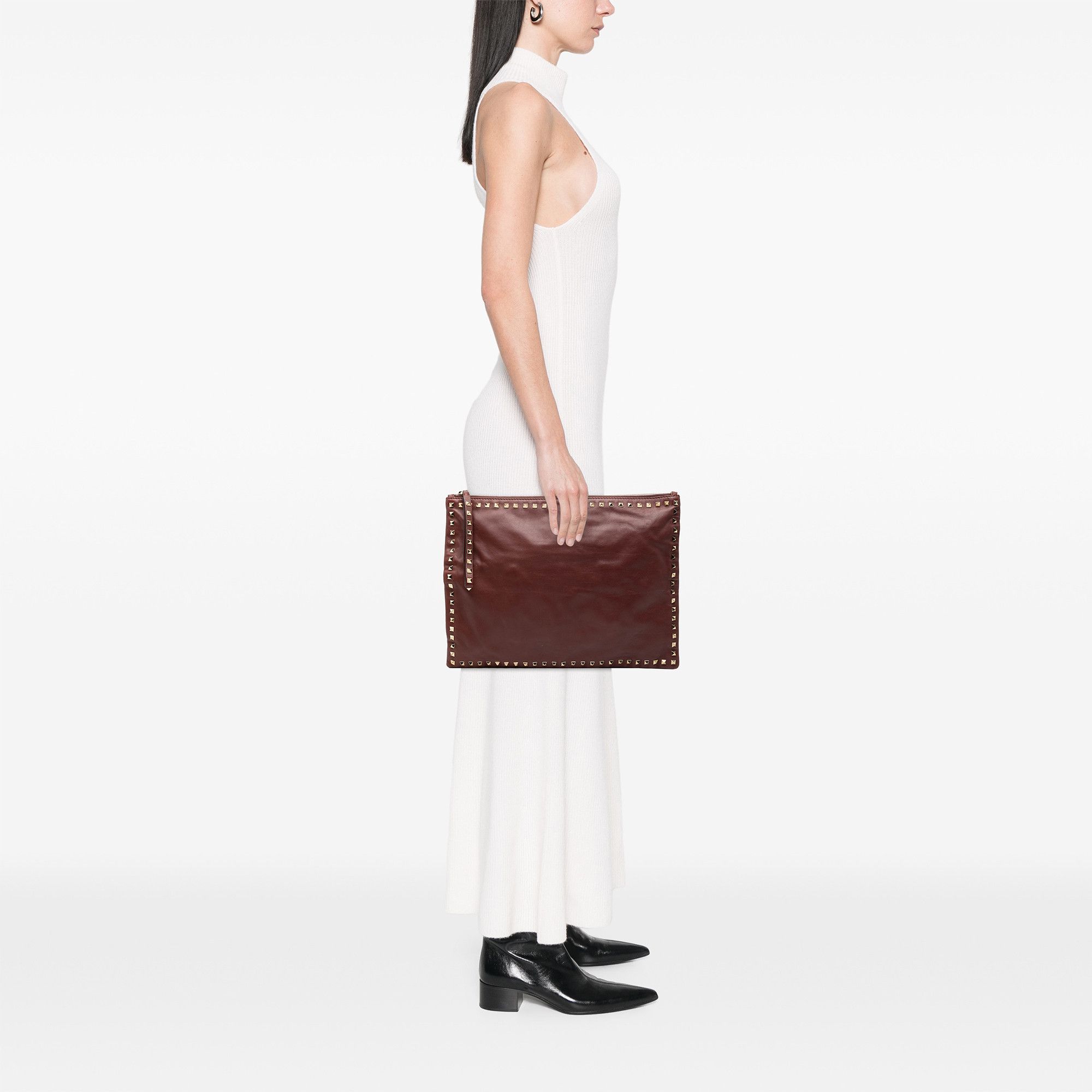 Valentino Valentino Large Leather Rockstud Clutch Size ONE SIZE - 8 Thumbnail