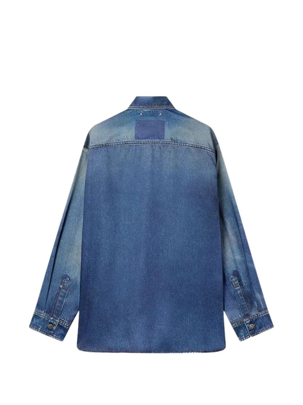 Golden Goose `Journey` Oversize Denim Shirt With Print Size M / US 6-8 / IT 42-44 - 2 Thumbnail