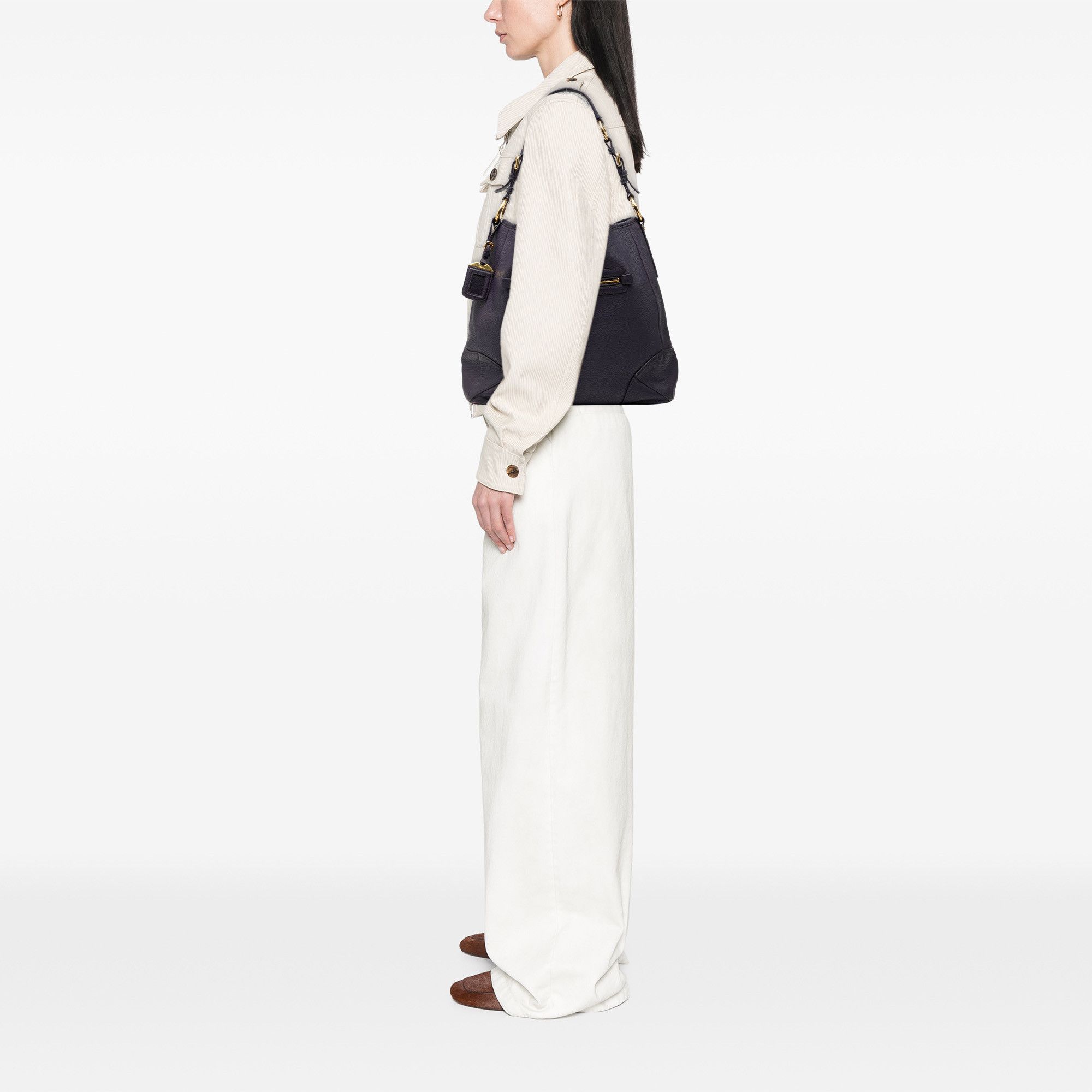 Prada Prada Vitello Daino Front Zip Hobo Size ONE SIZE - 6 Thumbnail