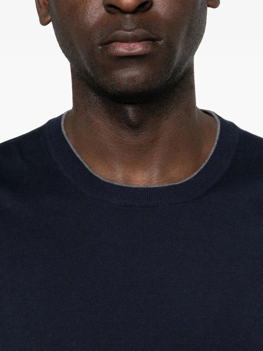 Brunello Cucinelli Cotton Lightweight Knit T-Shirt With Contrast Details Size US XL / EU 56 / 4 - 5 Thumbnail