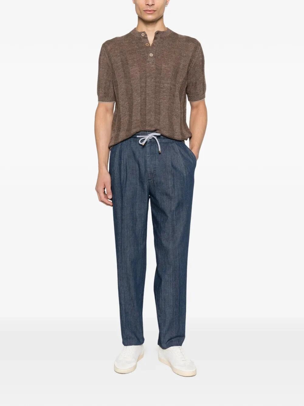 Brunello Cucinelli Textured Rib Knit T-Shirt With Henley Collar Size US XXL / EU 58 / 5 - 2 Thumbnail