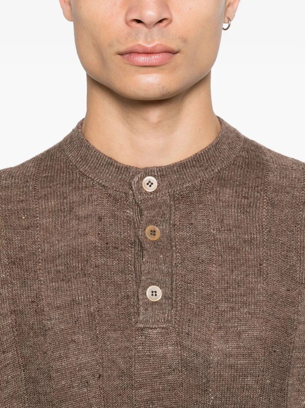 Brunello Cucinelli Textured Rib Knit T-Shirt With Henley Collar Size US XXL / EU 58 / 5 - 3 Thumbnail