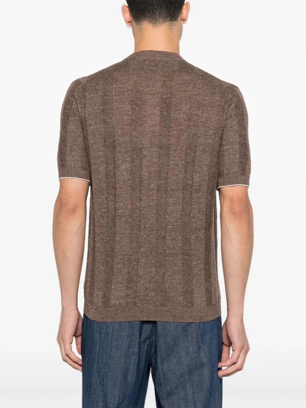 Brunello Cucinelli Textured Rib Knit T-Shirt With Henley Collar Size US XXL / EU 58 / 5 - 5 Thumbnail