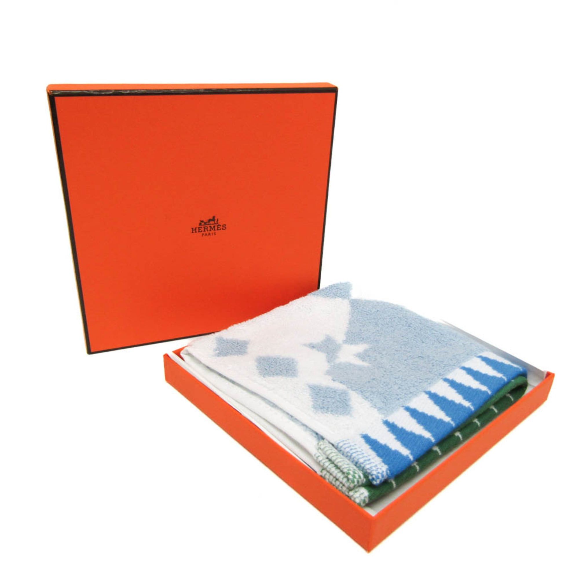 Hermes Hermes Hand Towel Light Blue,White Circus Hand Towel Size ONE SIZE - 2 Thumbnail