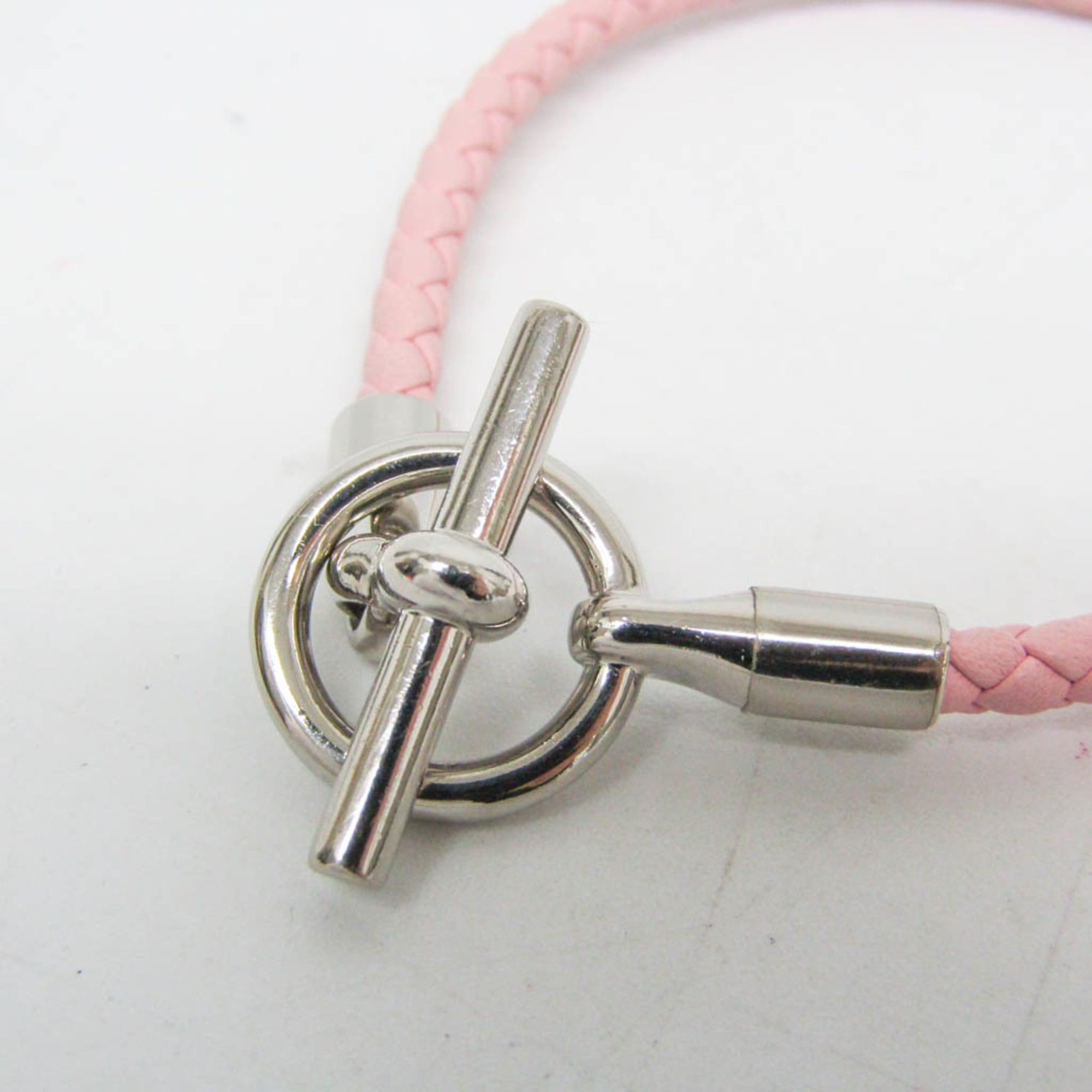 Hermes Hermes Glennan H071681F Leather,Metal Bangle Silver,Pink Size ONE SIZE - 3 Thumbnail