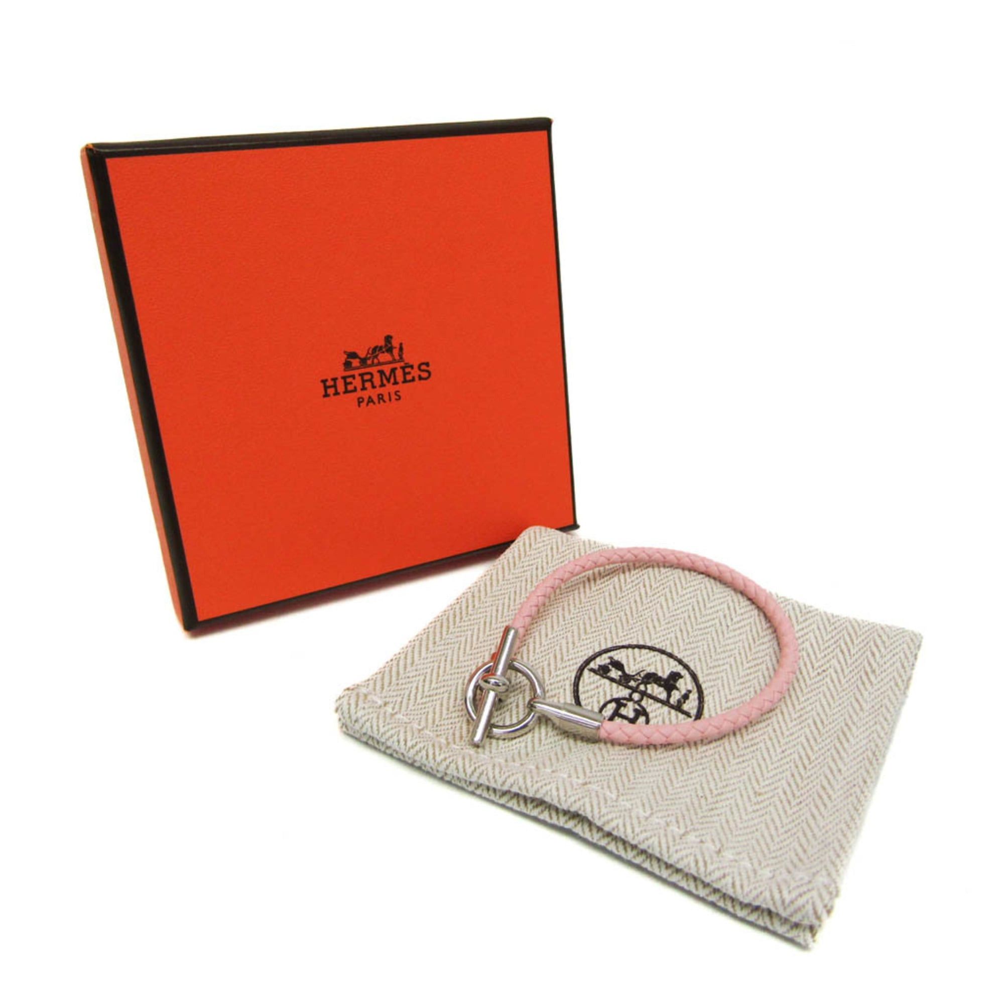 Hermes Hermes Glennan H071681F Leather,Metal Bangle Silver,Pink Size ONE SIZE - 2 Thumbnail