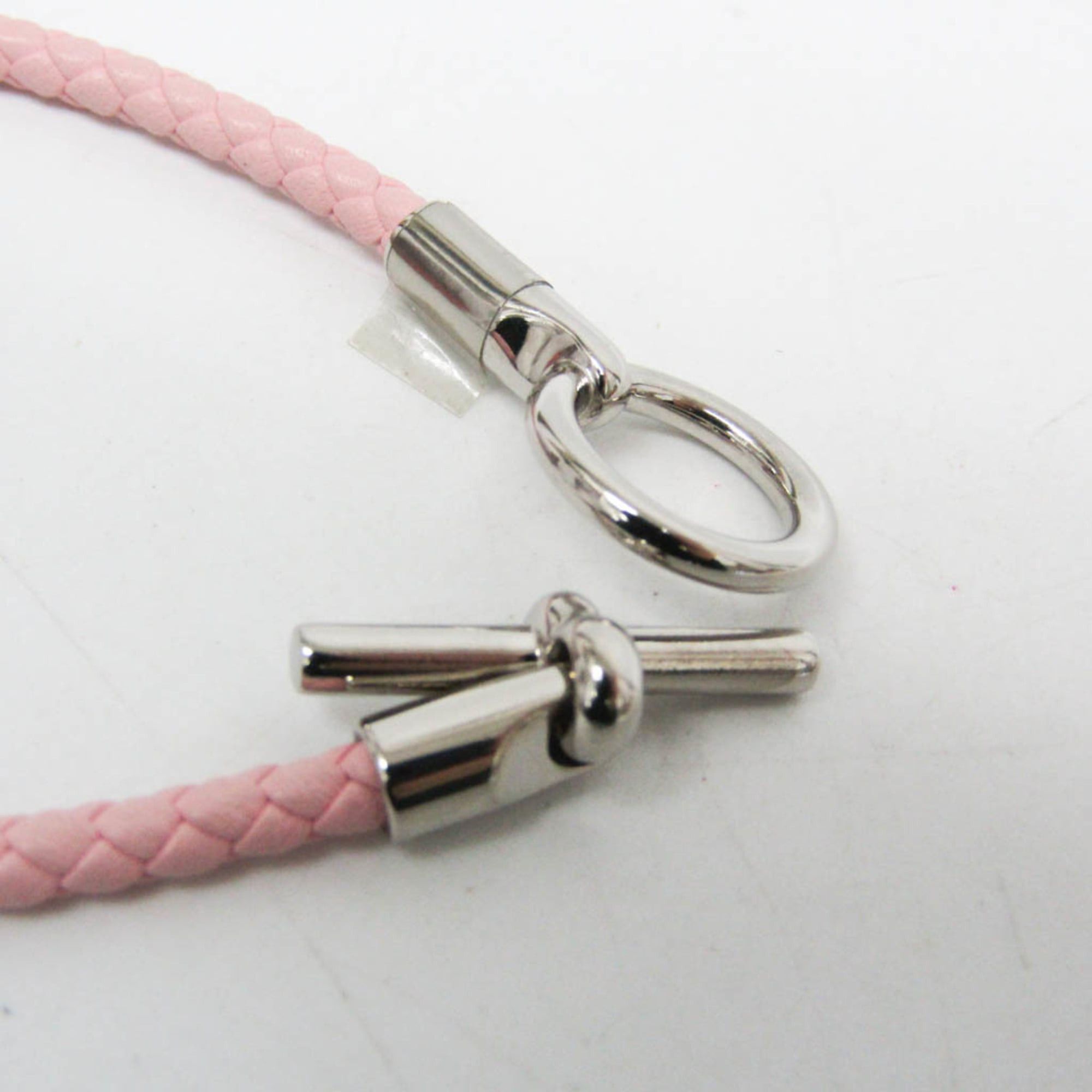Hermes Hermes Glennan H071681F Leather,Metal Bangle Silver,Pink Size ONE SIZE - 9 Thumbnail